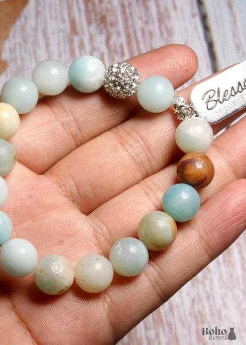Boho Bracelet, Green Amazonite Blessed